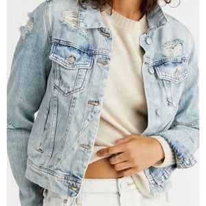 Free People Denim Rumors Jacket Ripped Distressed Sz Small